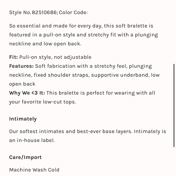 Free People No Show Plunge Bralette / xs/s size / cream white / v neck - Picture 6 of 6